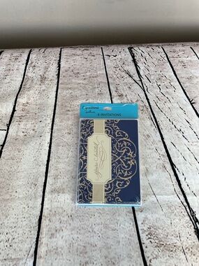 Expressions Hallmark Your'e Invited Navy and Gold Ornate Invitation Set Of 12=72